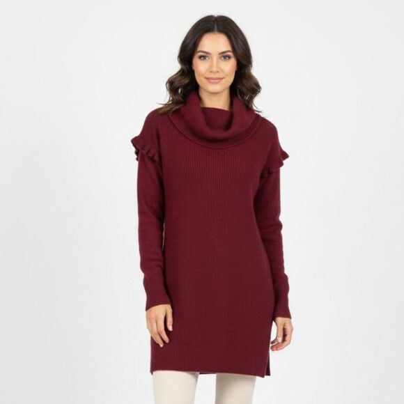 Design History Sweaters - Design History 100% Cashmere Burgundy Red Drape Cowl Neck Vintage Sweater S